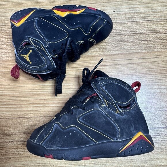 Air Jordan 7 Citrus Shoes Toddler Size 6C Baby Kids Black Red DJ2776-081 - Picture 4 of 8